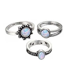 IRIDESCENT OPAL RING SET - LOT OF 3